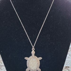 Beachy Silver Sea Turtle Pendant Necklace